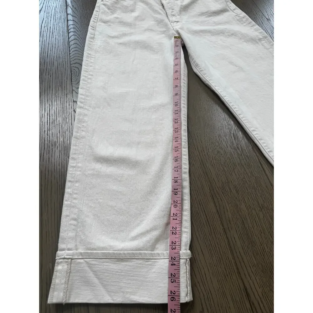 MOTHER The Spitfire Ankle Cuff Jeans White Size 28 High Rise